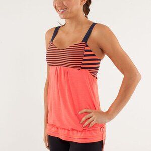 Lululemon Run Classic Stripe Flare Back On Track Tank Top Built In Bra Size 6